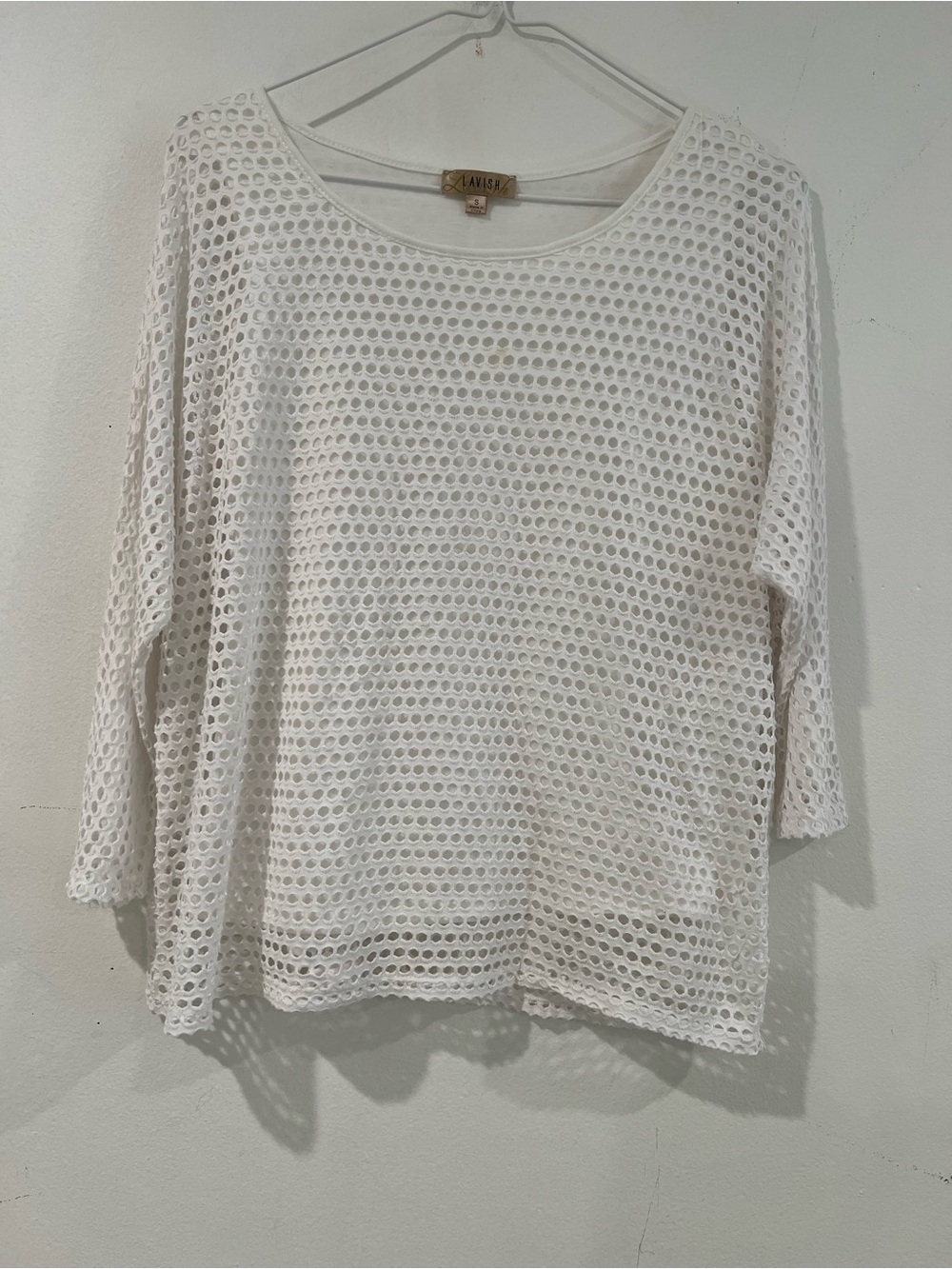 LAVISH White -Knit Top  Sleeve 3/4  pullove S